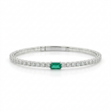 Sabrina Designs 14K Gold 0.44ctw Diamond & Baguette Emerald Flex Bangle Bracelet