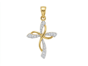Gold Plated 0.01ctw Diamond Woven Cross Pendant with Chain