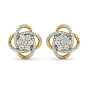 Gold Plated 0.16ctw Diamond Interlocking Clover Stud Earrings