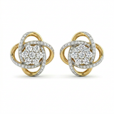 Gold Plated 0.16ctw Diamond Interlocking Clover Stud Earrings