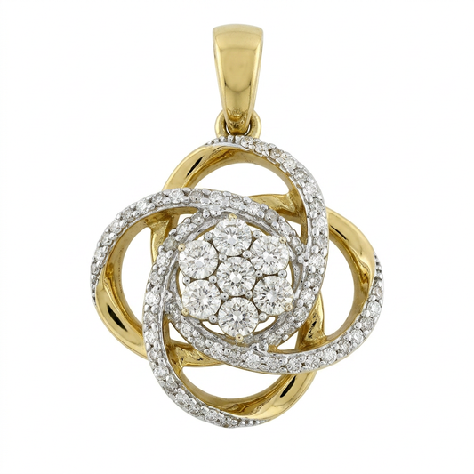 Gold Plated 0.16ctw Diamond Interlocking Clover Pendant with Chain