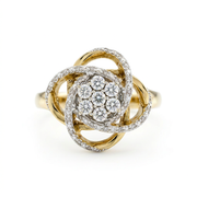 Gold Plated 0.16ctw Diamond Interlocking Clover Ring