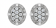 Sterling Silver 0.16ctw Diamond Oval Cluster Stud Earrings