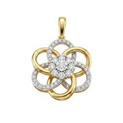 Gold Plated 0.10ctw Diamond Floral Woven Pendant with Chain