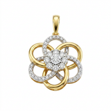 Gold Plated 0.10ctw Diamond Floral Woven Pendant with Chain