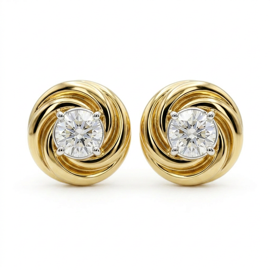 Gold Plated 0.10ctw Diamond Illusion Set Wrap Stud Earrings