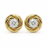 Gold Plated 0.10ctw Diamond Illusion Set Wrap Stud Earrings