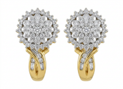 Gold Plated 0.33ctw Diamond Sunburst Halo Earrings
