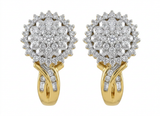 Gold Plated 0.33ctw Diamond Sunburst Halo Earrings