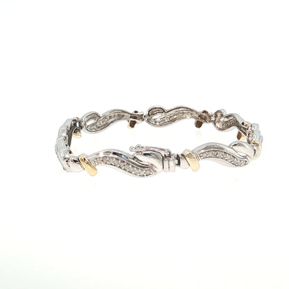 Sterling Silver 1.00ctw Diamond Two-Tone Twisted Bracelet
