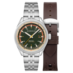 Cadola Men's 43mm Pista Automatic Date Solid Dial Bracelet Watch with Interchangeable Strap