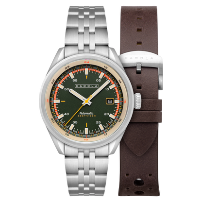 Cadola Men's 43mm Pista Automatic Date Solid Dial Bracelet Watch with Interchangeable Strap