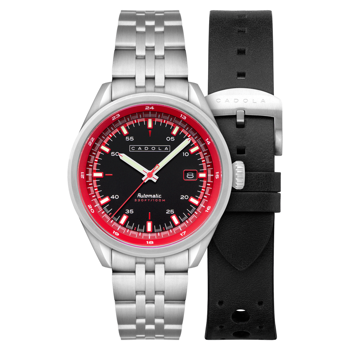 Cadola Men's 43mm Pista Automatic Date Solid Dial Bracelet Watch with Interchangeable Strap
