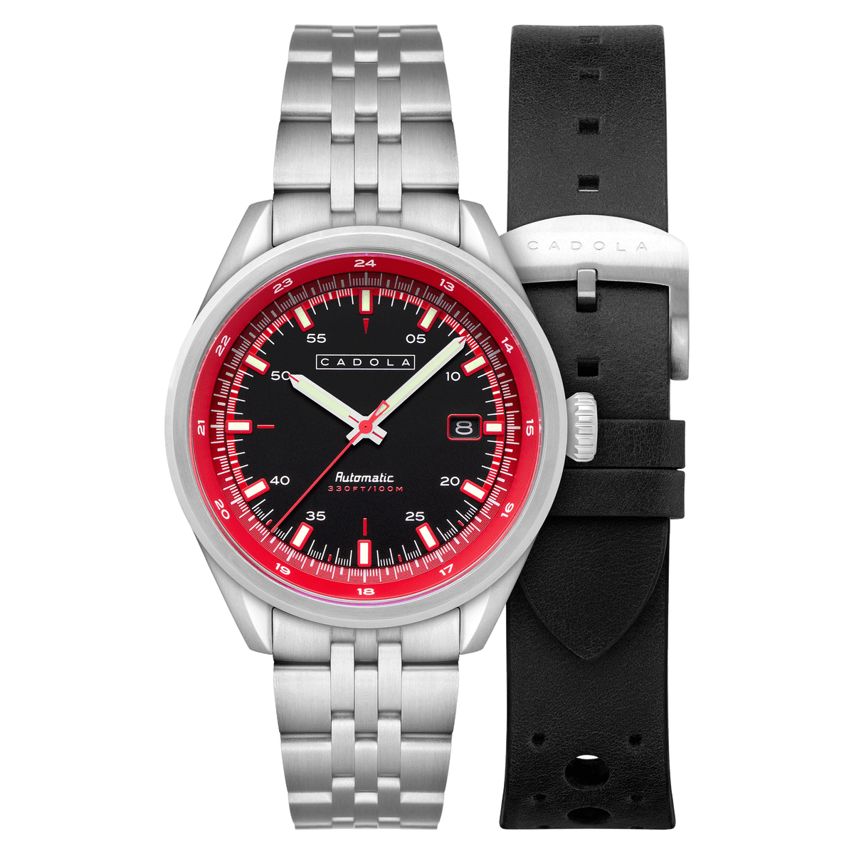 Cadola Men's 43mm Pista Automatic Date Solid Dial Bracelet Watch with Interchangeable Strap