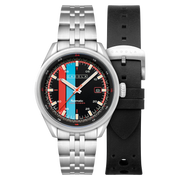 Cadola Men's 43mm Pista Automatic Date Striped Dial Bracelet Watch with Interchangeable Strap
