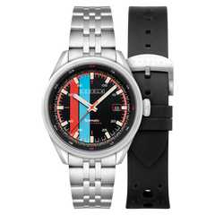 Cadola Men's 43mm Pista Automatic Date Striped Dial Bracelet Watch with Interchangeable Strap