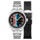 Cadola Men's 43mm Pista Automatic Date Striped Dial Bracelet Watch with Interchangeable Strap
