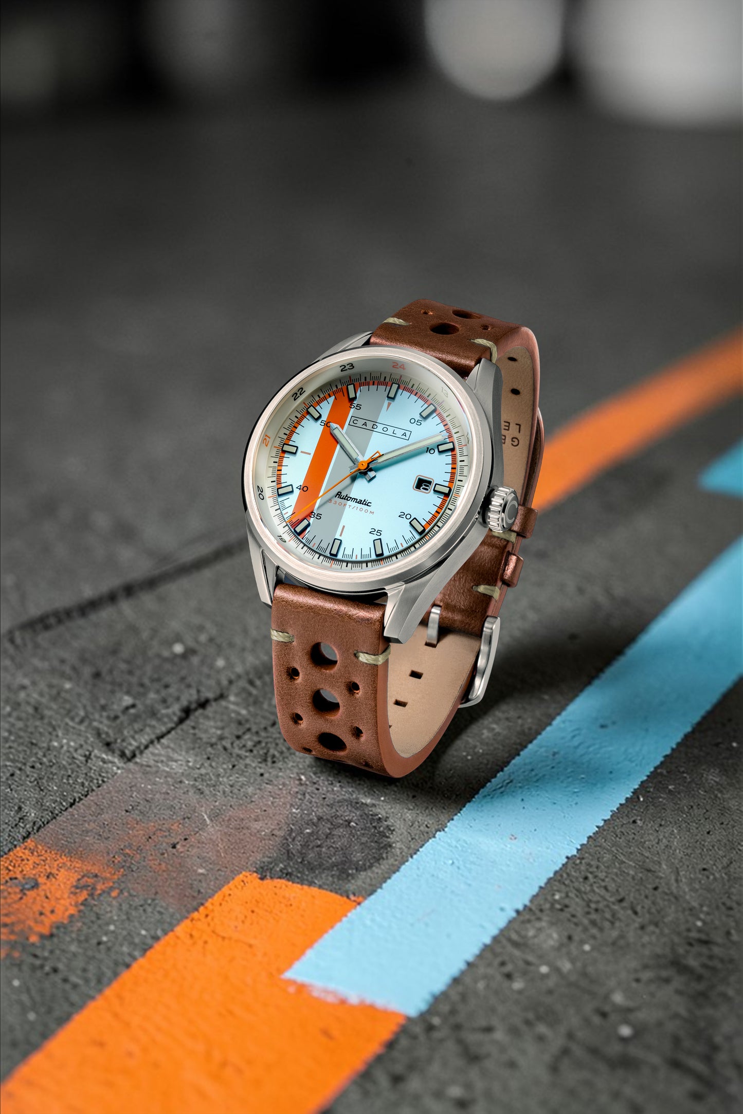 Cadola Men's 43mm Pista Automatic Date Striped Dial Bracelet Watch with Interchangeable Strap