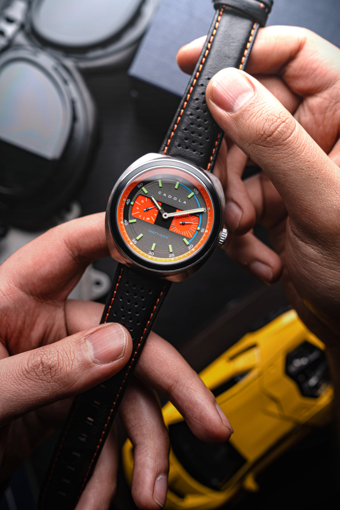 Cadola Men's 43mm Giulia Quartz Calendar Leather Strap Watch