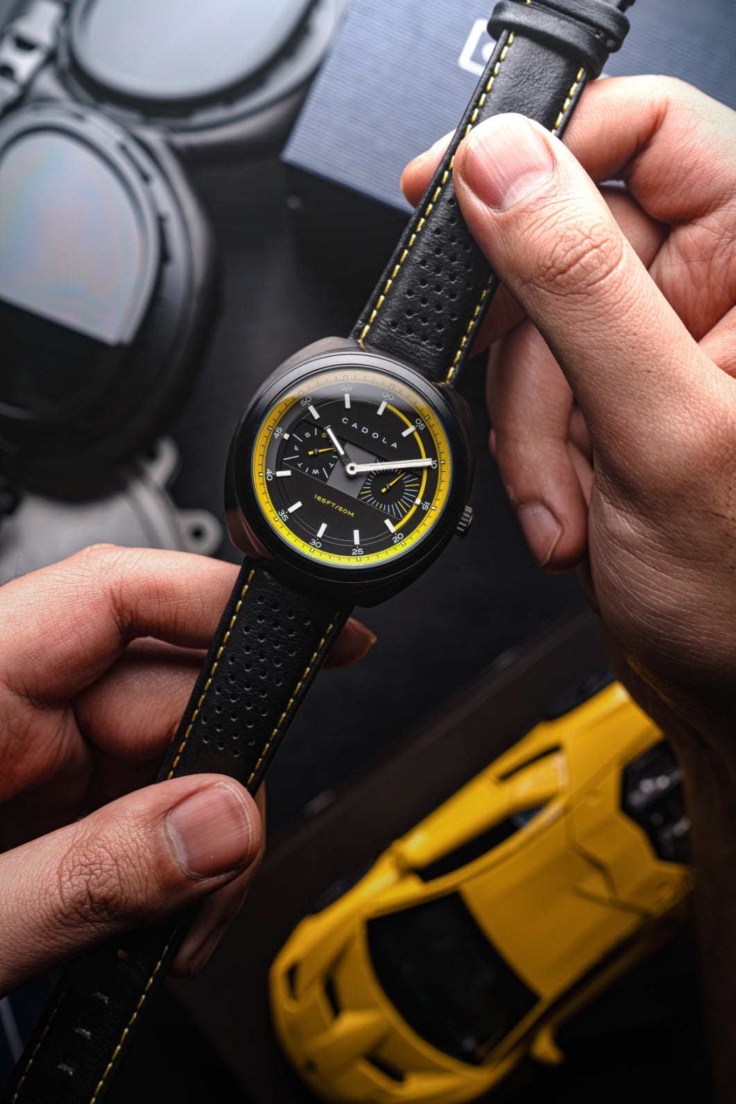 Cadola Men's 43mm Giulia Quartz Calendar Leather Strap Watch