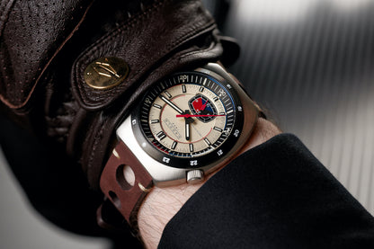 Cadola Men's 42mm Giulia Meca Quartz 24 Hour Subdial Leather Strap Watch