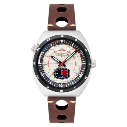 Cadola Men's 42mm Giulia Meca Quartz 24 Hour Subdial Leather Strap Watch