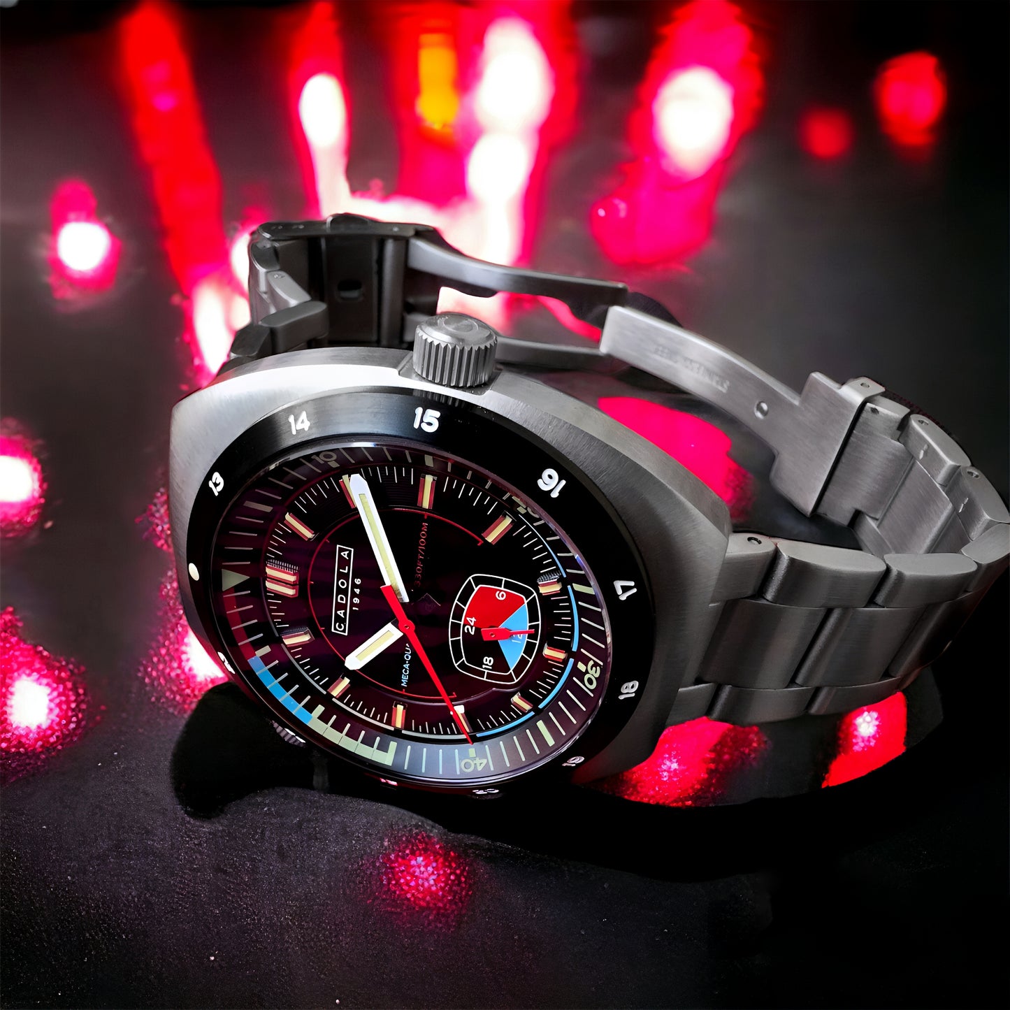 Cadola Men's 42mm Giulia Meca Quartz 24 Hour Subdial Bracelet Watch