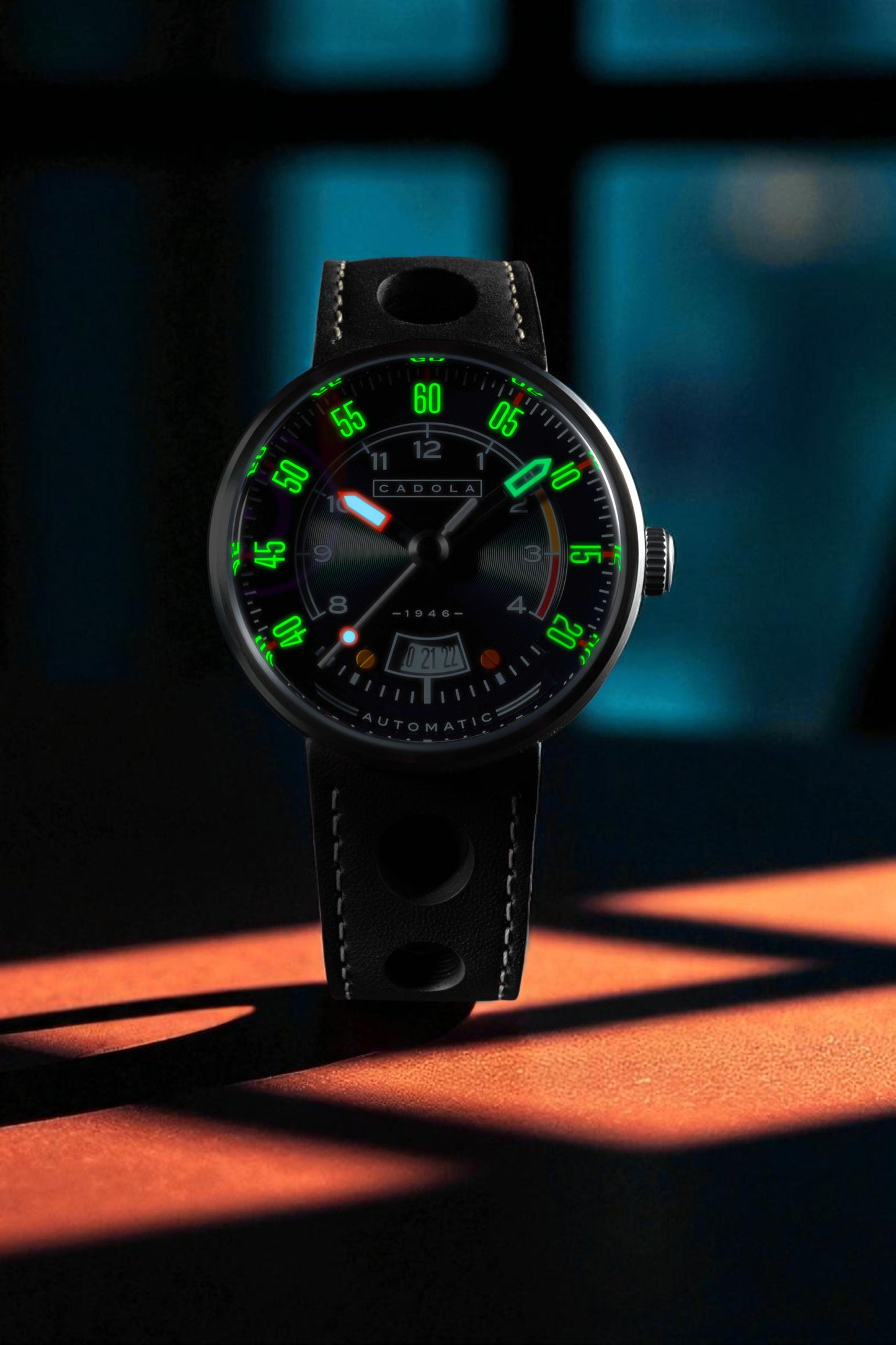 Cadola Men's 44mm RPM Automatic Leather Strap Watch