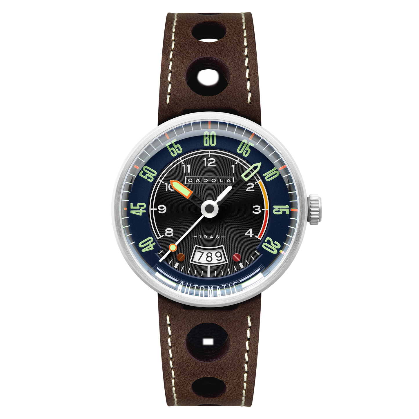 Cadola Men's 44mm RPM Automatic Leather Strap Watch