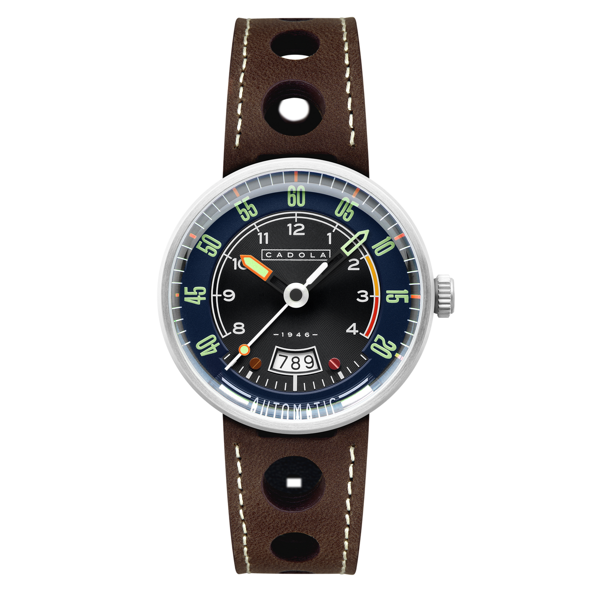 Cadola Men's 44mm RPM Automatic Leather Strap Watch
