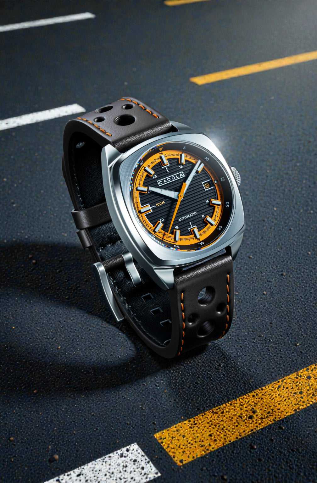 Cadola Men's 38mm Buxton Automatic Cutout Leather Strap Watch