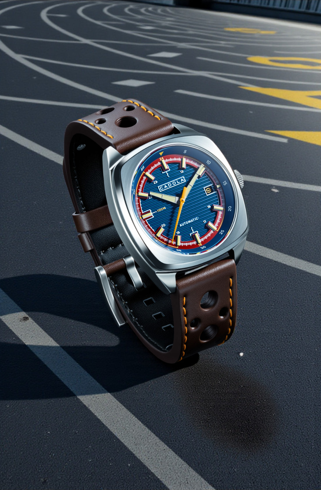 Cadola Men's 38mm Buxton Automatic Cutout Leather Strap Watch