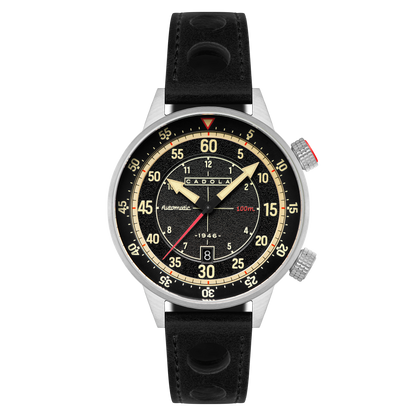 Cadola Men's 46mm Rally Timer Automatic Leather Strap Watch