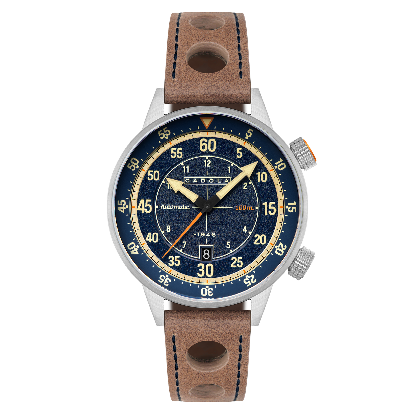 Cadola Men's 46mm Rally Timer Automatic Leather Strap Watch