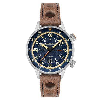 Cadola Men's 46mm Rally Timer Automatic Leather Strap Watch