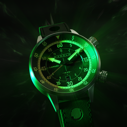 Cadola Men's 46mm Rally Timer Automatic Leather Strap Watch