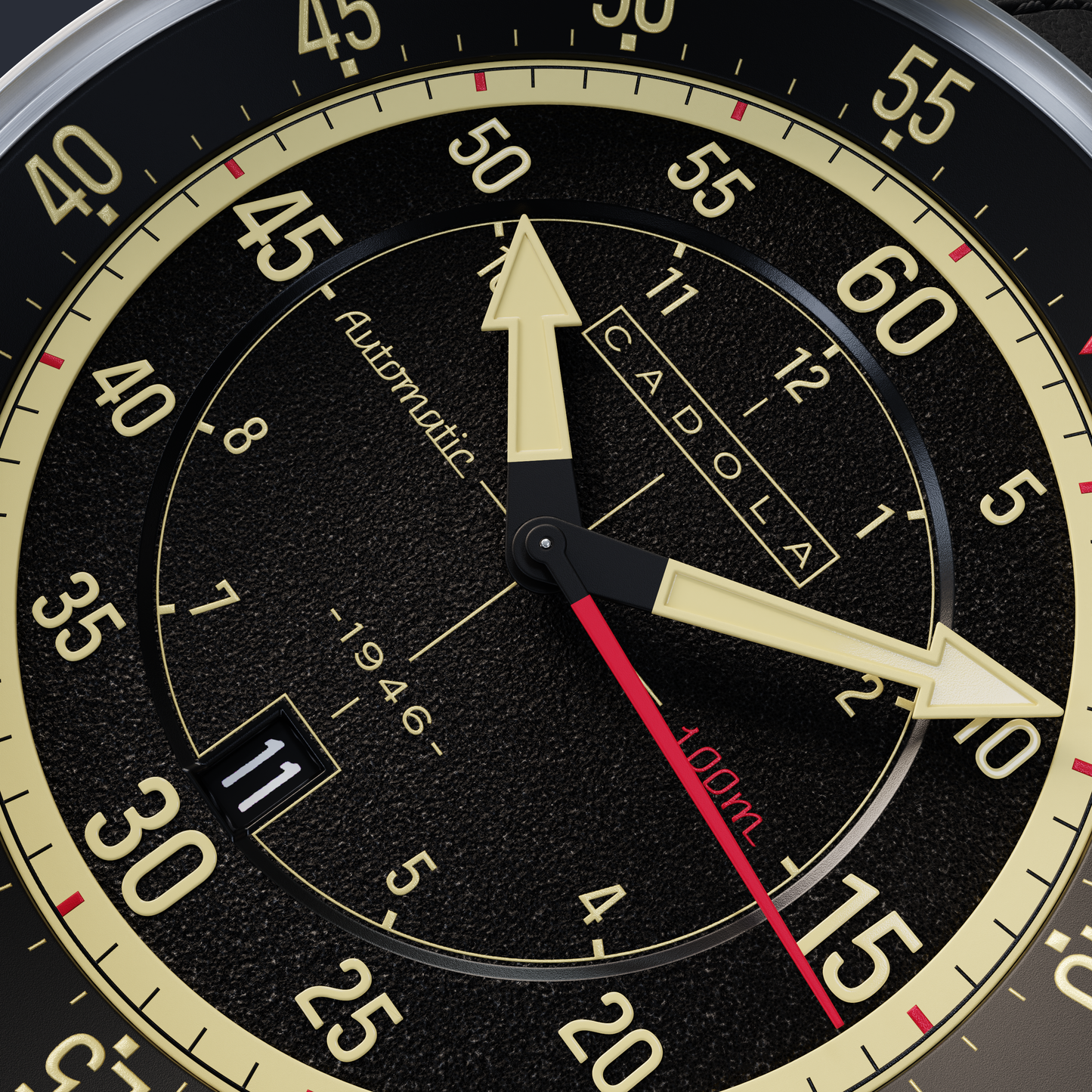 Cadola Men's 46mm Rally Timer Automatic Leather Strap Watch