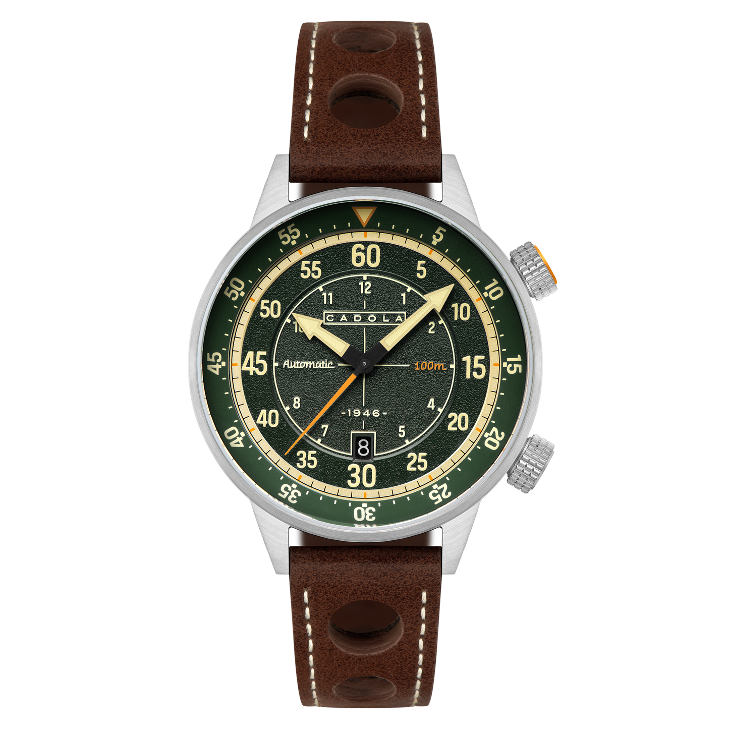 Cadola Men's 46mm Rally Timer Automatic Leather Strap Watch