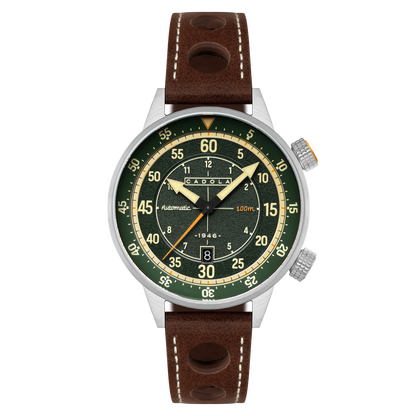 Cadola Men's 46mm Rally Timer Automatic Leather Strap Watch