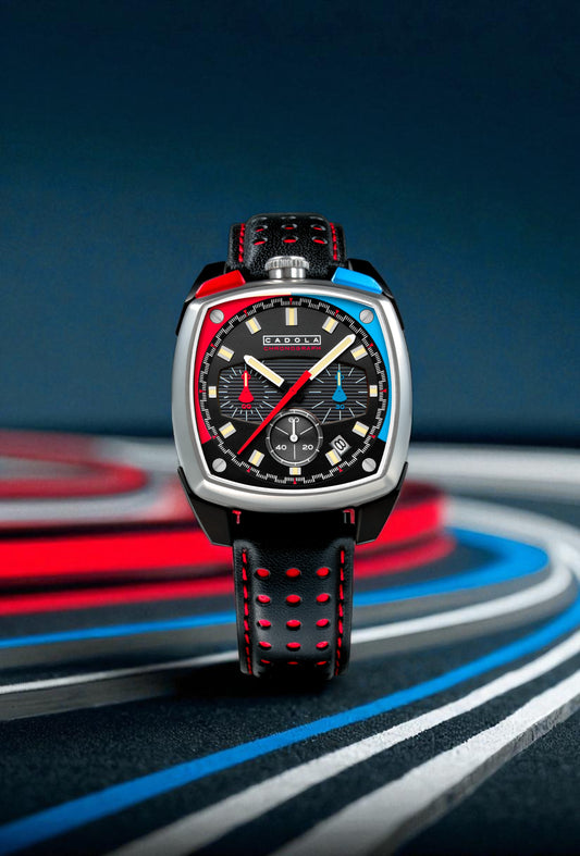 Cadola Men's 39mm Taurus Quartz Chronograph Square Leather Strap Watch