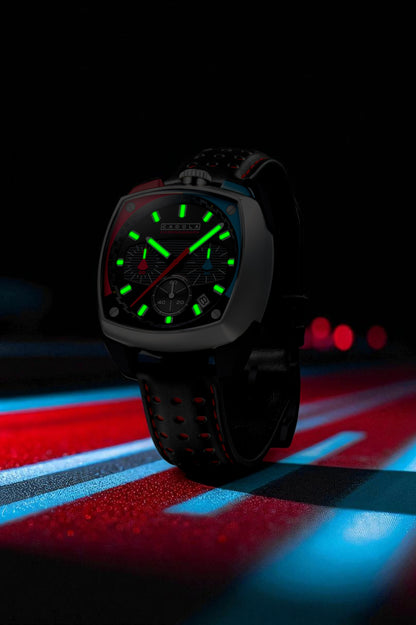 Cadola Men's 39mm Taurus Quartz Chronograph Square Leather Strap Watch