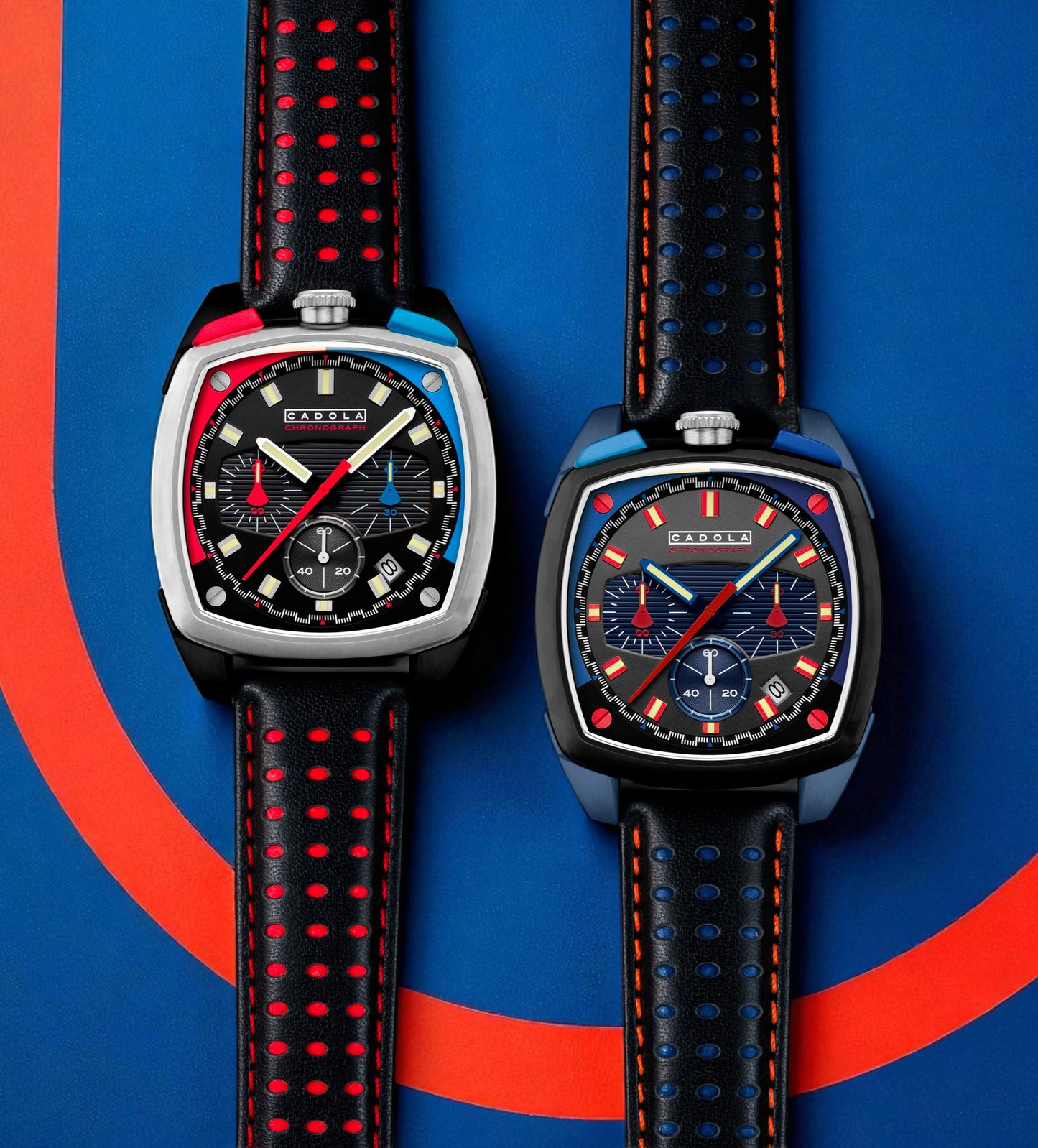 Cadola Men's 39mm Taurus Quartz Chronograph Square Leather Strap Watch