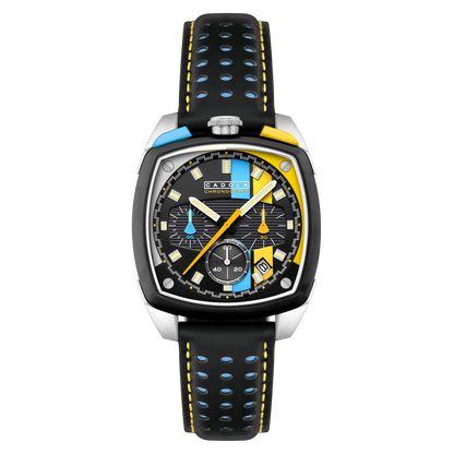 Cadola Men's 39mm Taurus Quartz Chronograph Square Leather Strap Watch