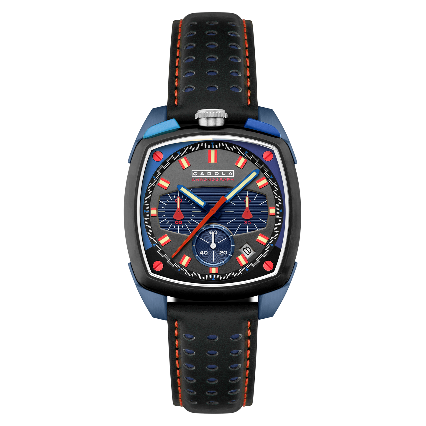 Cadola Men's 39mm Taurus Quartz Chronograph Square Leather Strap Watch