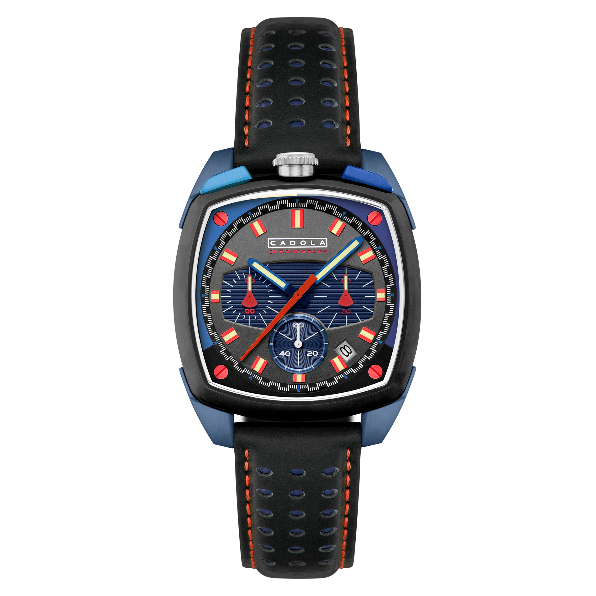 Cadola Men's 39mm Taurus Quartz Chronograph Square Leather Strap