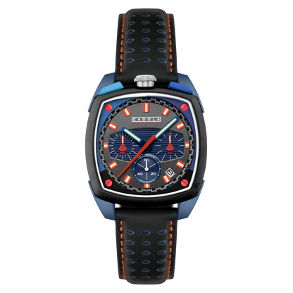 Cadola Men's 39mm Taurus Quartz Chronograph Square Leather Strap Watch