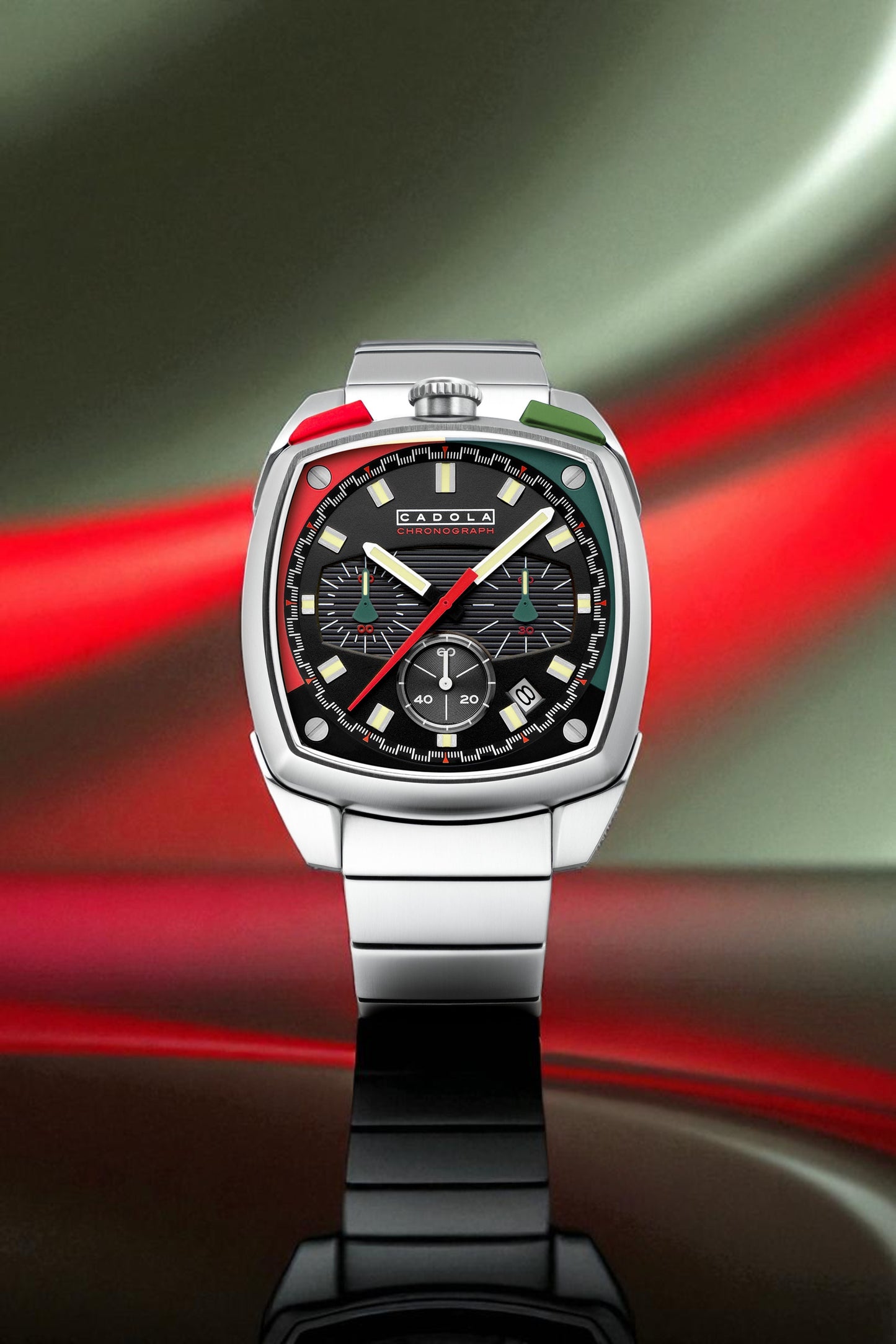 Cadola Men's 39mm Taurus Quartz Chronograph Square Bracelet Watch