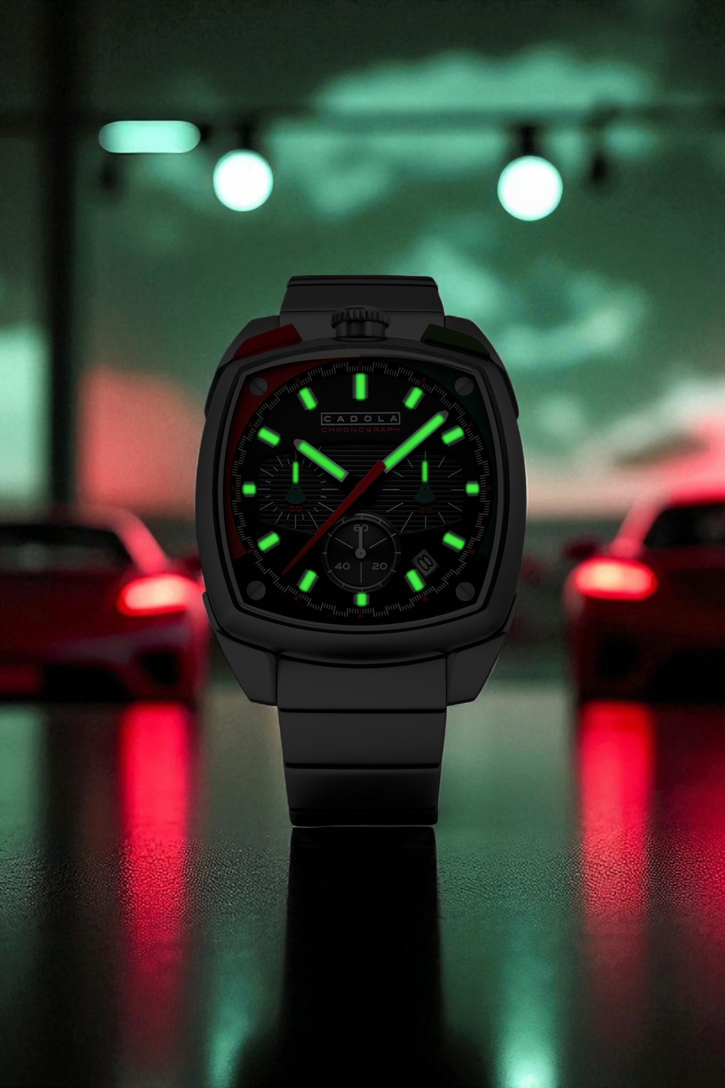 Cadola Men's 39mm Taurus Quartz Chronograph Square Bracelet Watch