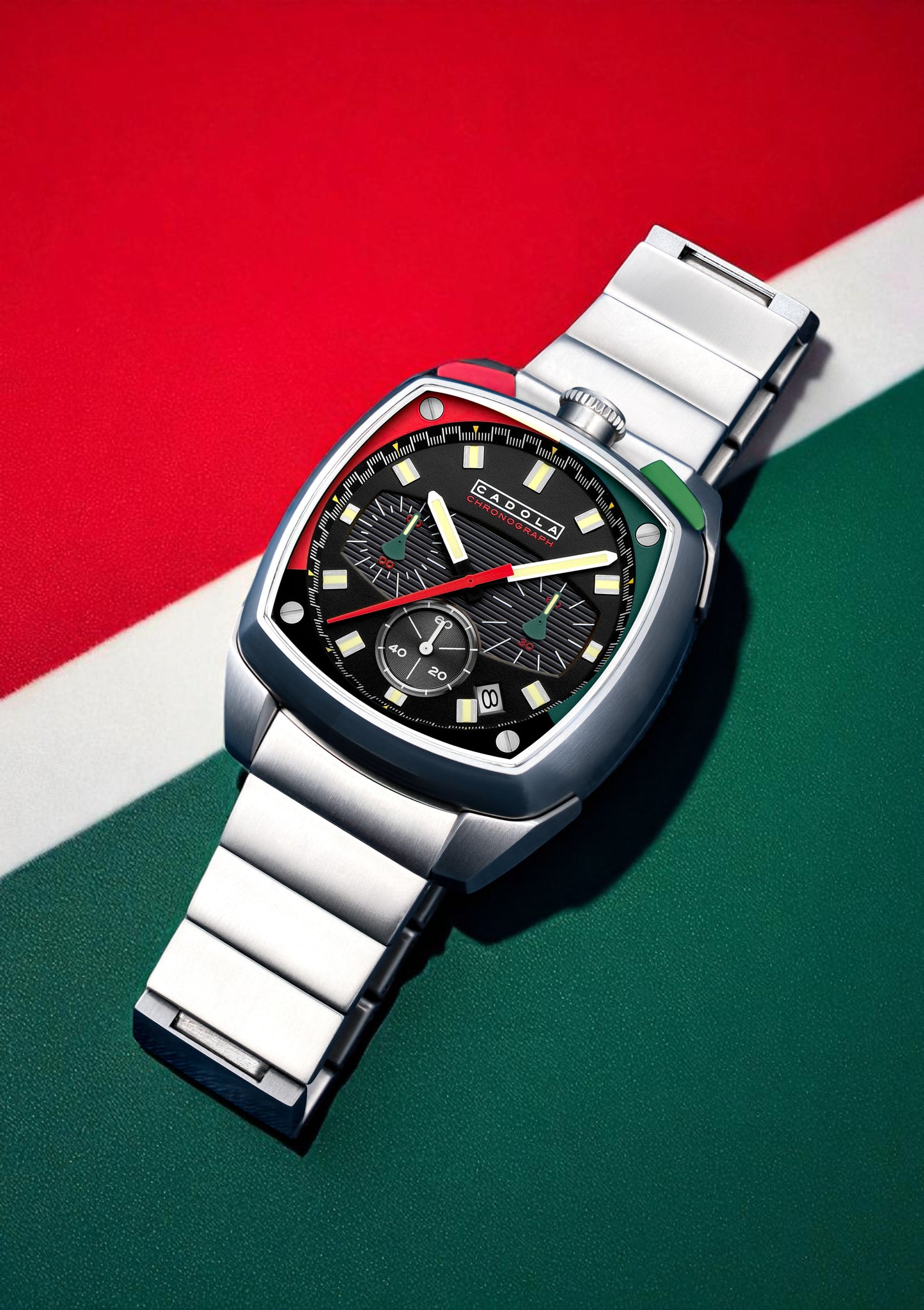 Cadola Men's 39mm Taurus Quartz Chronograph Square Bracelet Watch