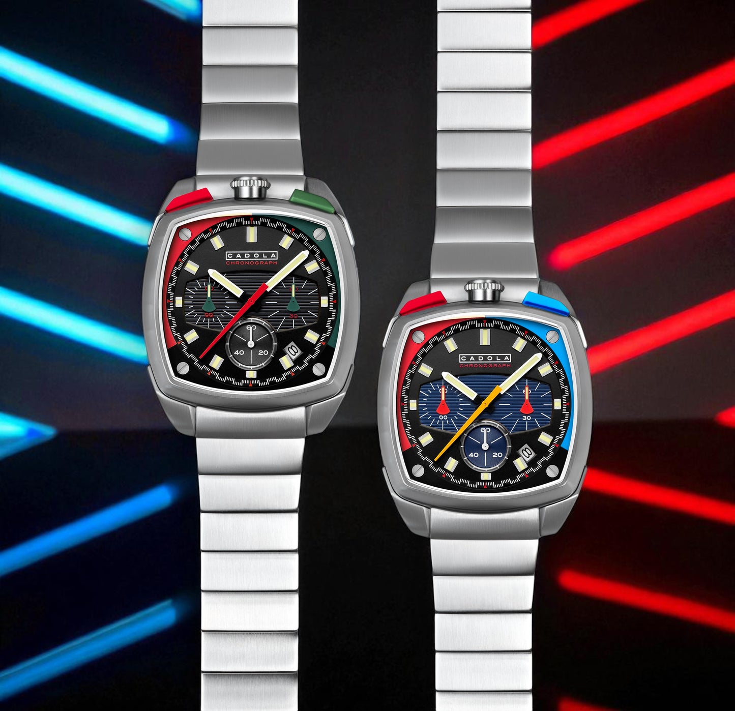 Cadola Men's 39mm Taurus Quartz Chronograph Square Bracelet Watch